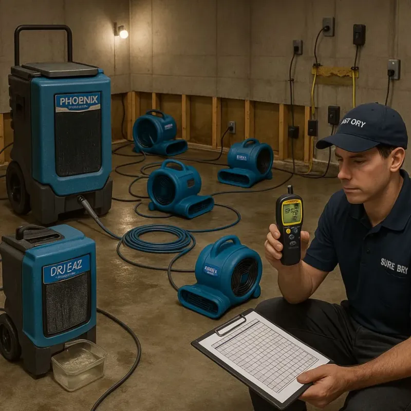 Structural Drying and Dehumidification process in Hadley, MA